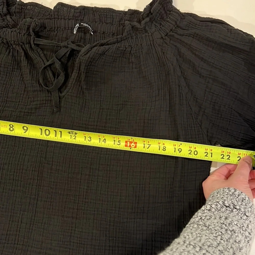 Zara -‎ black, crepe cropped blouse, xs - Picture 6 of 10